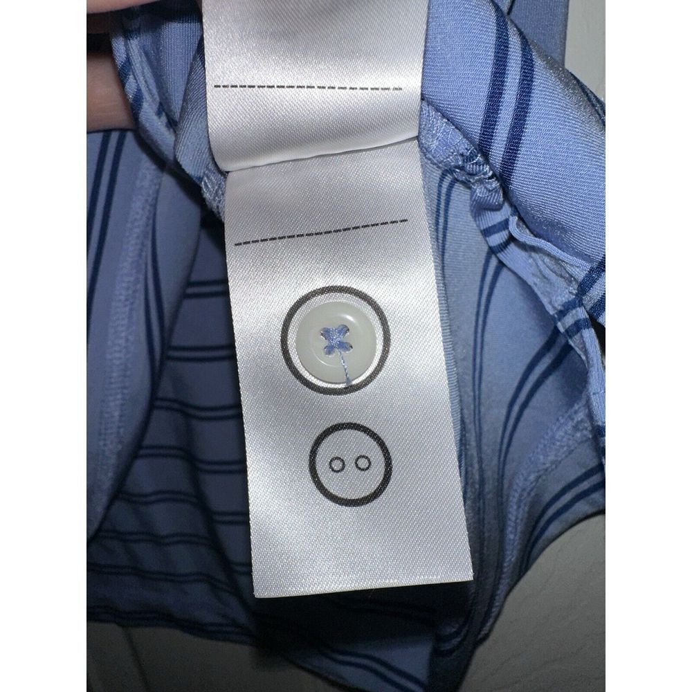 UNTUCKit Mens Polo Shirt Blue Size L Cronos Double Stripe Short Sleeve - Picture 5 of 8